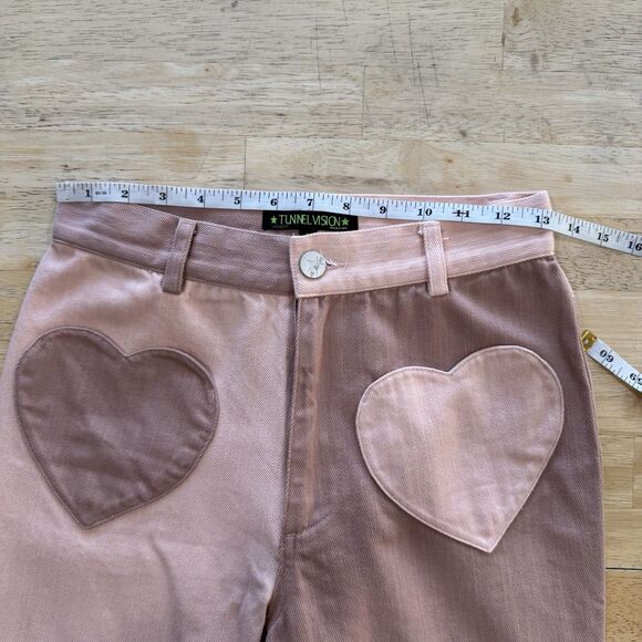 Tunnel Vision Marsha Flare Pants Heart Pockets 70s Twill Cotton Lightweight - Picture 5 of 12